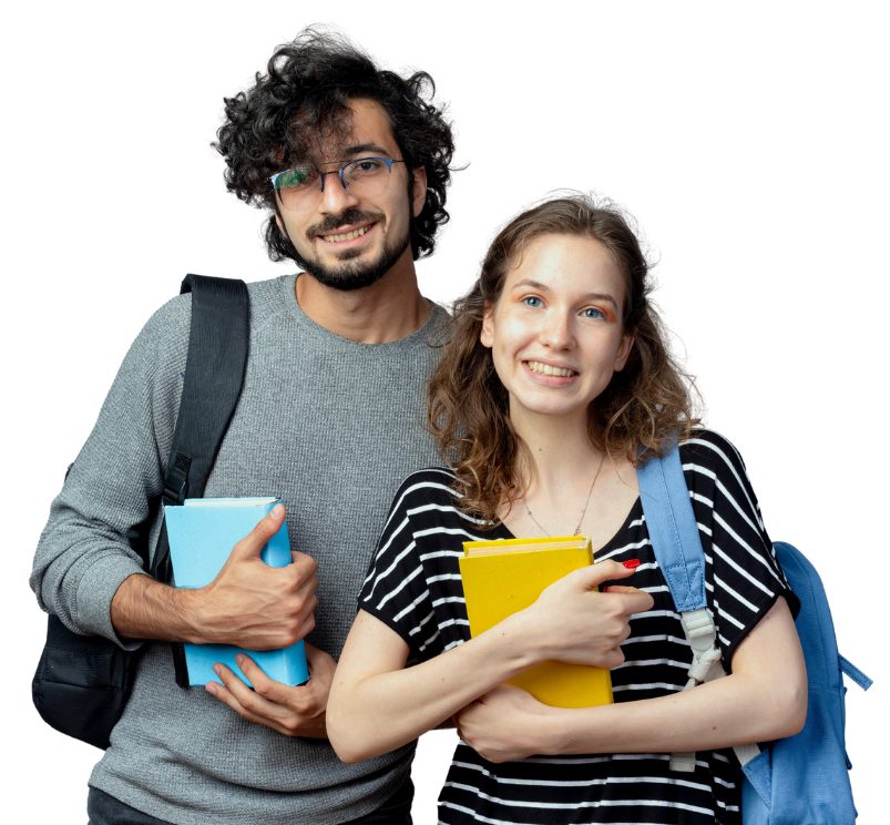 one girl and one boy holding note